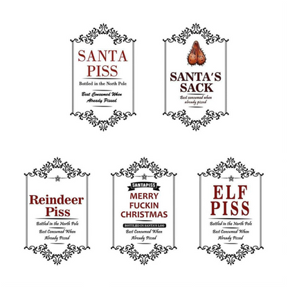 Funny Christmas Wine Labels (Set of 5)