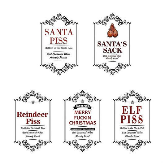 Funny Christmas Wine Labels (Set of 5)