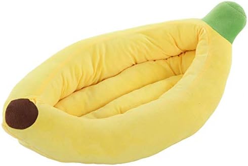 Pet Bed Banana Shape and Color w/Removable Cushion