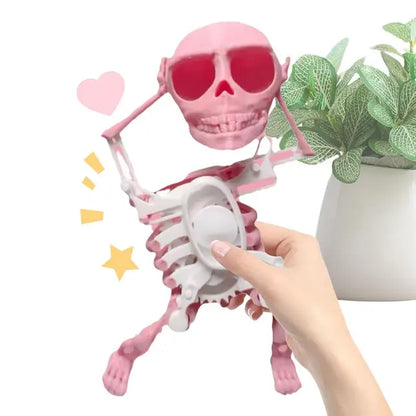 3D Dancing Skeleton Spooky Dancing Posable Skeleton Cartoon Animal Mini Skull Figurine Educational Toy Children Christmas Gift