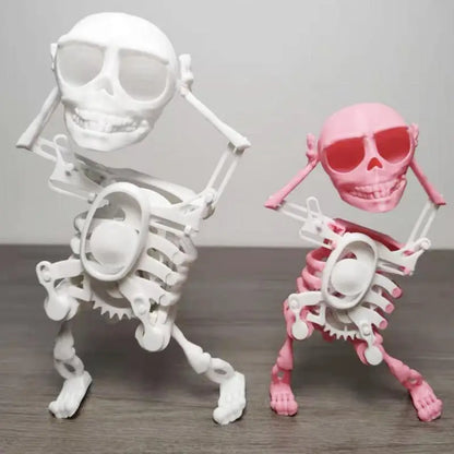 3D Dancing Skeleton Spooky Dancing Posable Skeleton Cartoon Animal Mini Skull Figurine Educational Toy Children Christmas Gift