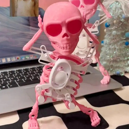 3D Dancing Skeleton Spooky Dancing Posable Skeleton Cartoon Animal Mini Skull Figurine Educational Toy Children Christmas Gift