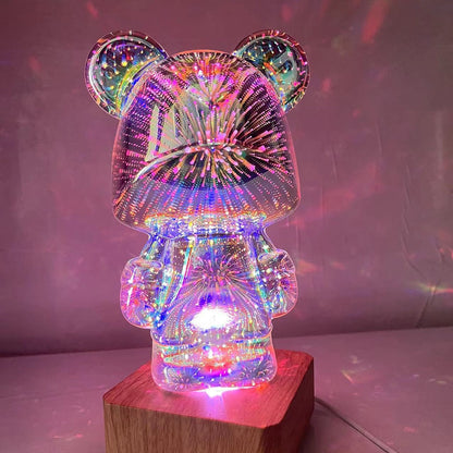 3D Fireworks Bear Lamp USB Led Night Light