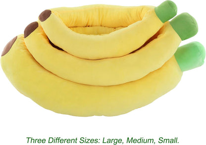 Pet Bed Banana Shape and Color w/Removable Cushion