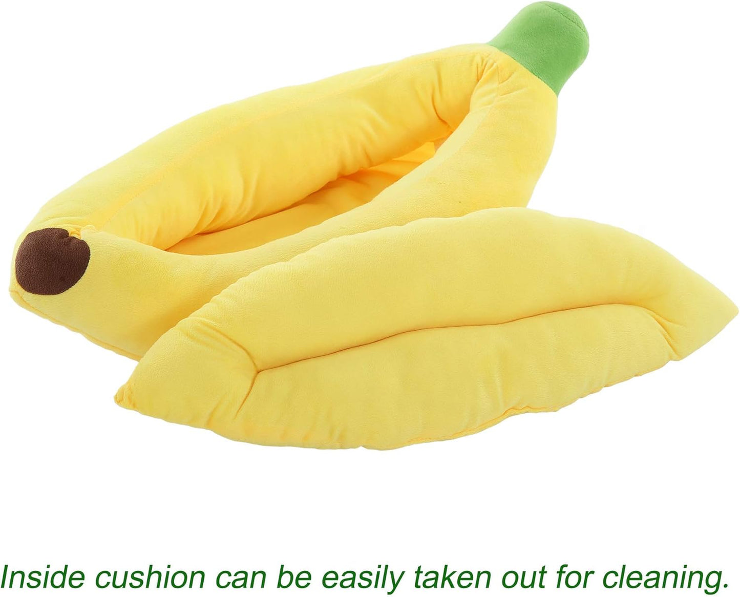 Pet Bed Banana Shape and Color w/Removable Cushion