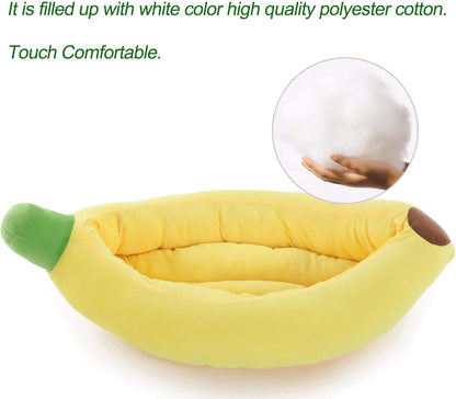 Pet Bed Banana Shape and Color w/Removable Cushion